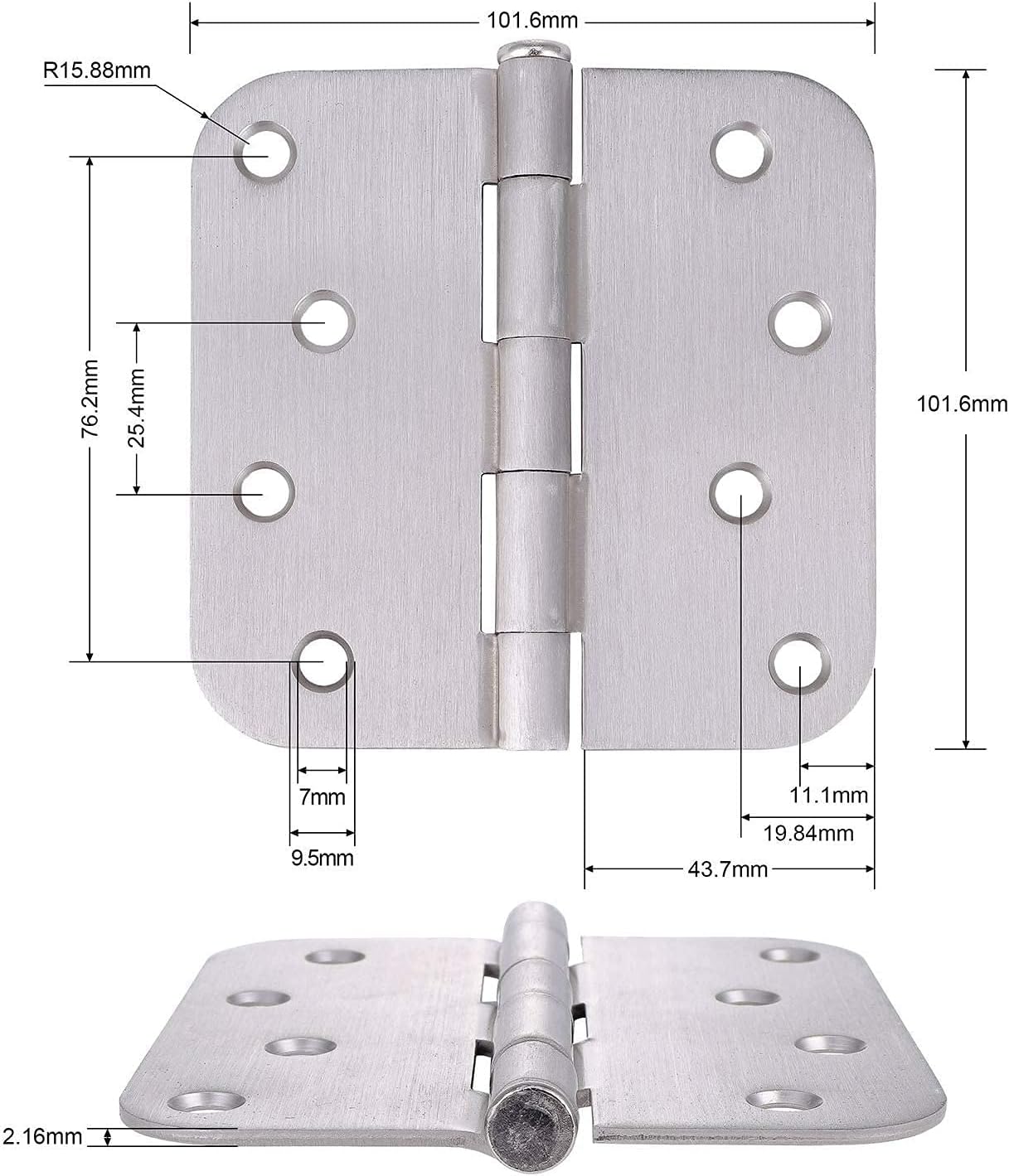 18 Pack of 4 Inch Satin Nickel Finish Door Hinges for Residential & Commercial Use with Reversible Design
