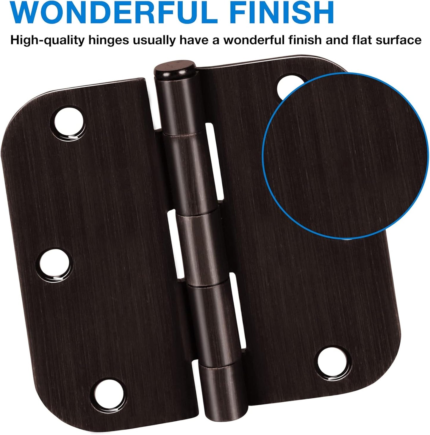 18 Pack Oil Rubbed Bronze Door Hinges 3.5 Inch Rounded 5/8 Radius - Residential Bedroom Door Hardware - Standard Flat Hinges for Indoor Doors