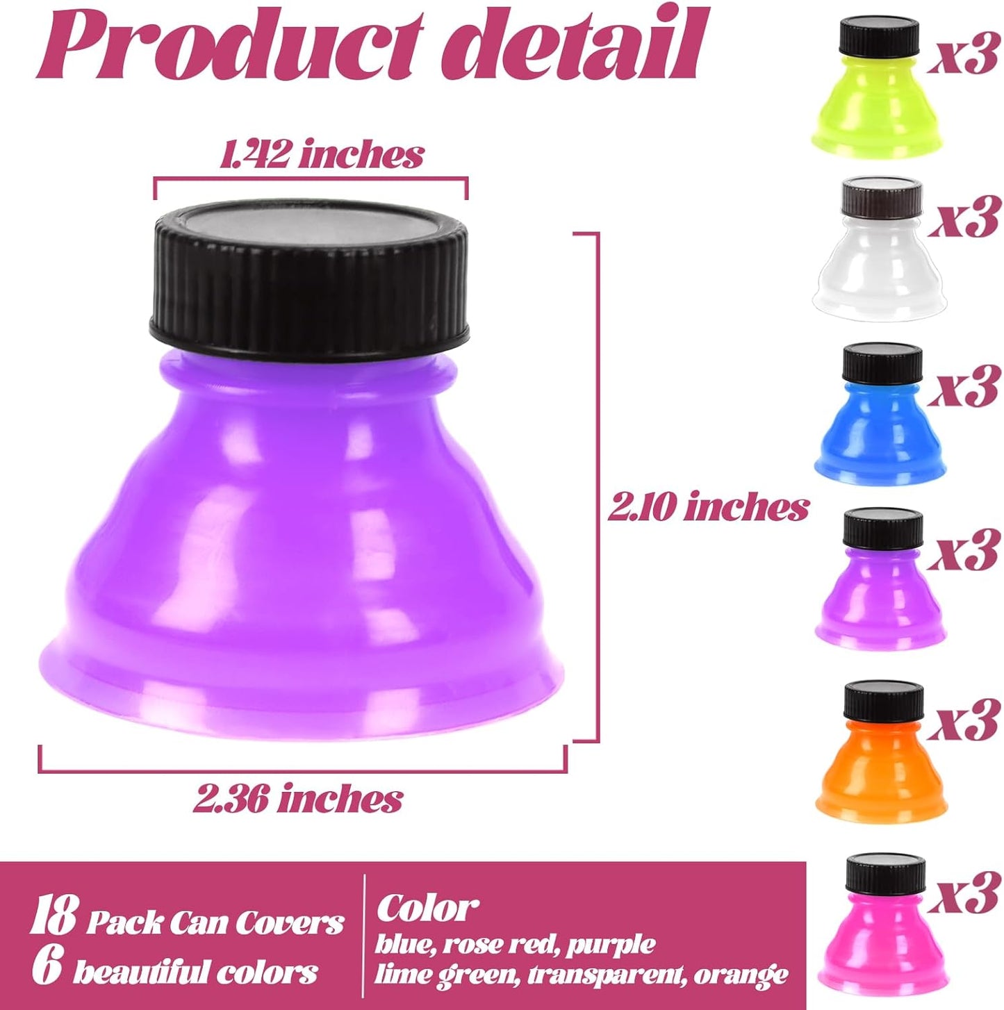 18 PCS Colorful Clear Soda Can Lids - Reusable Bottle Fizz Caps for Beer, Soda, and Drinks - Preserve Freshness and Carbonation - Ideal for Picnics and Parties