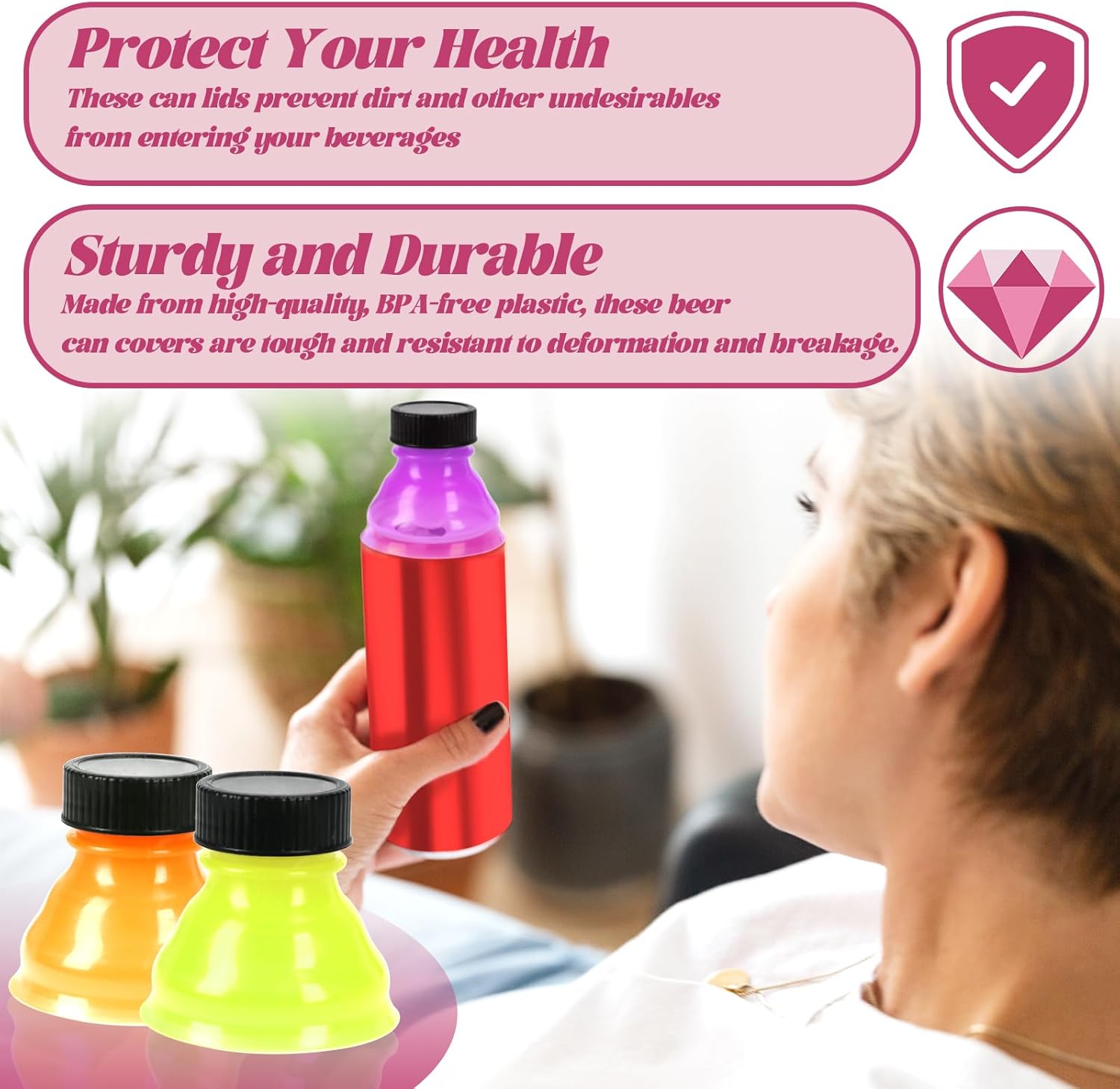 18 PCS Colorful Clear Soda Can Lids - Reusable Bottle Fizz Caps for Beer, Soda, and Drinks - Preserve Freshness and Carbonation - Ideal for Picnics and Parties