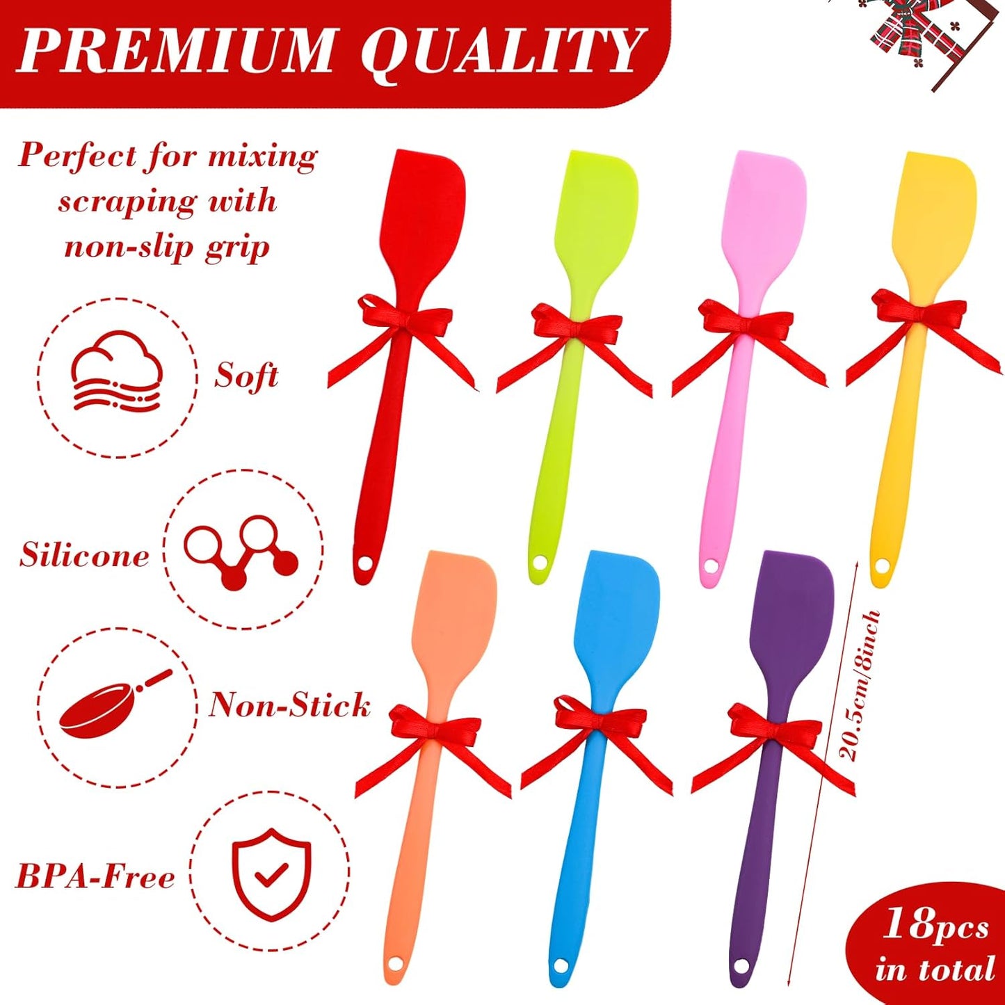 18-Piece Christmas Kitchen Utensil Set with Pot Holders, Silicone Spatula, and Ribbons - Perfect Baking Gifts for Xmas