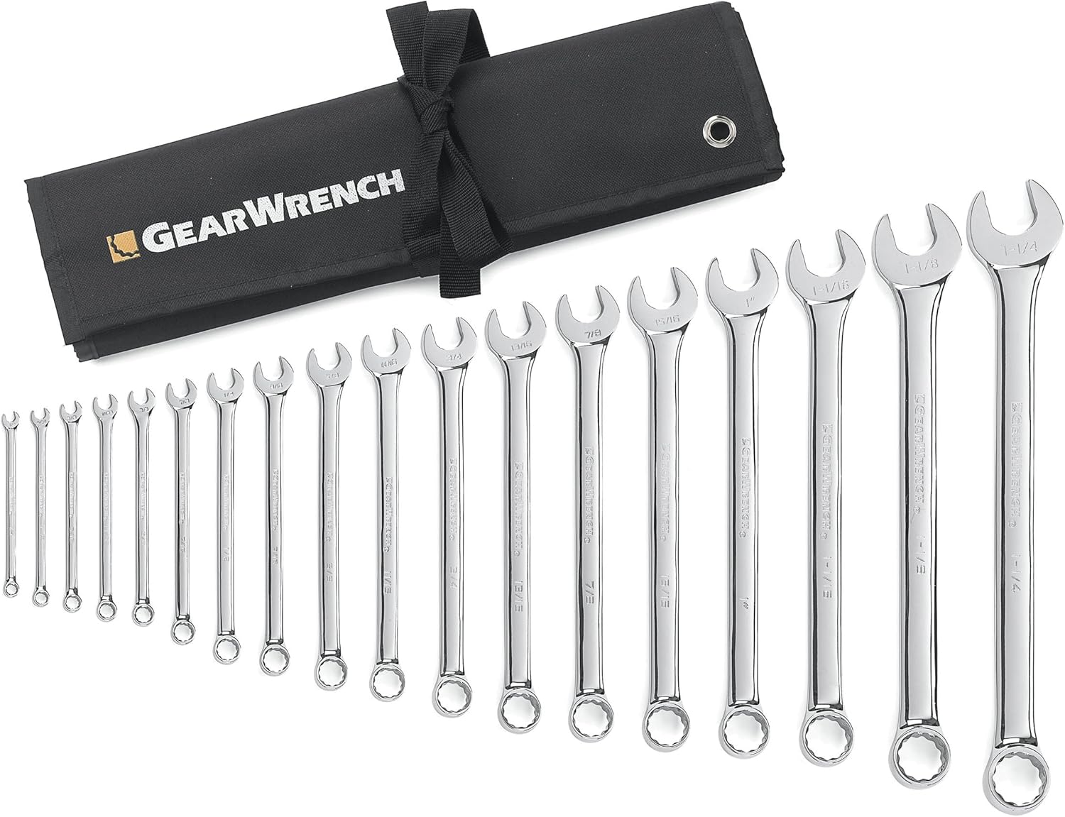 18 Piece GEARWRENCH Long Pattern 12 Point SAE Combination Wrench Set - 81917