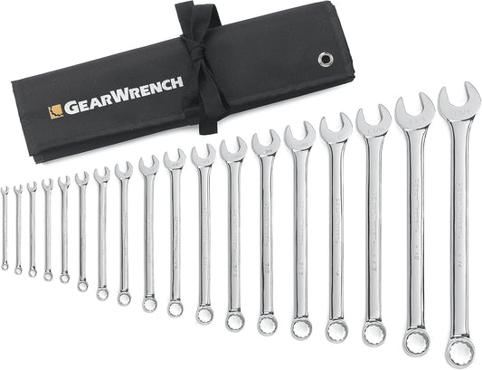 18 Piece GEARWRENCH Long Pattern 12 Point SAE Combination Wrench Set - 81917