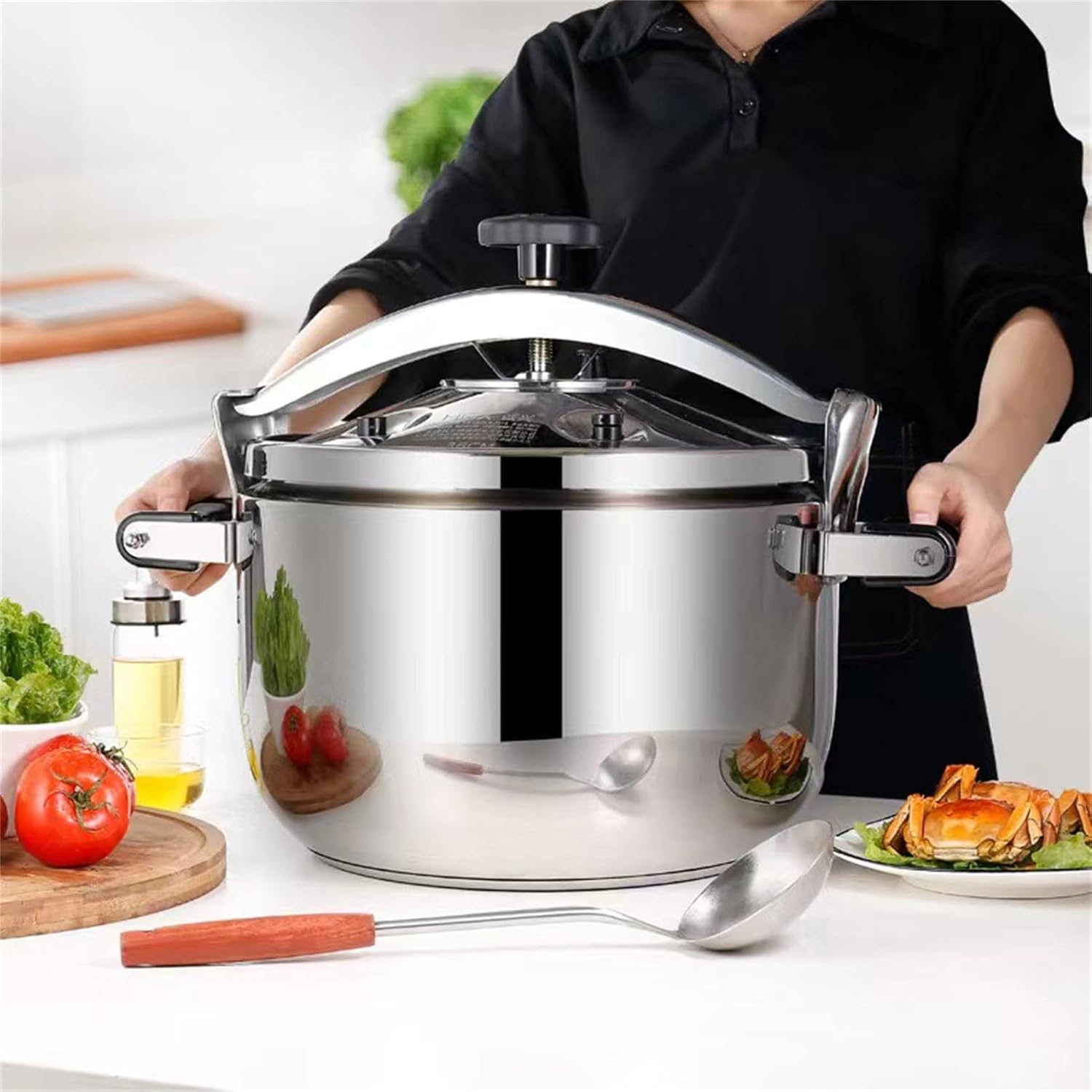 18 Quart Stainless Steel Pressure Cooker for Commercial Use - Large Canning Pot for Industry, 18qt