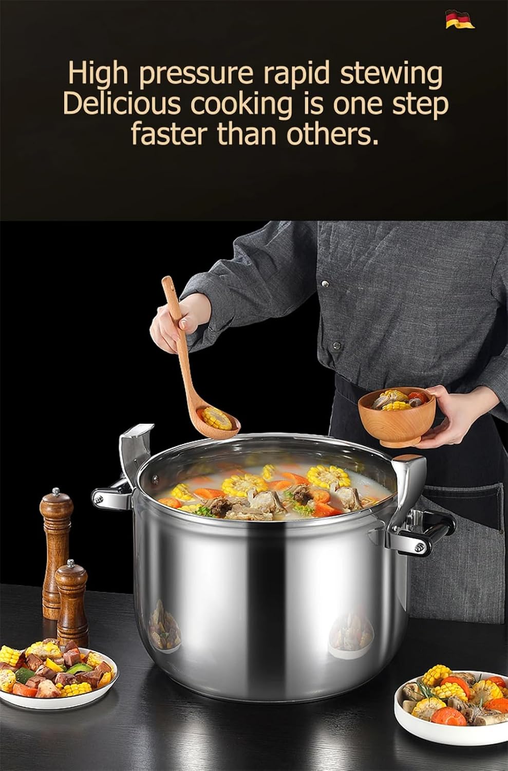 18 Quart Stainless Steel Pressure Cooker for Commercial Use - Large Canning Pot for Industry, 18qt