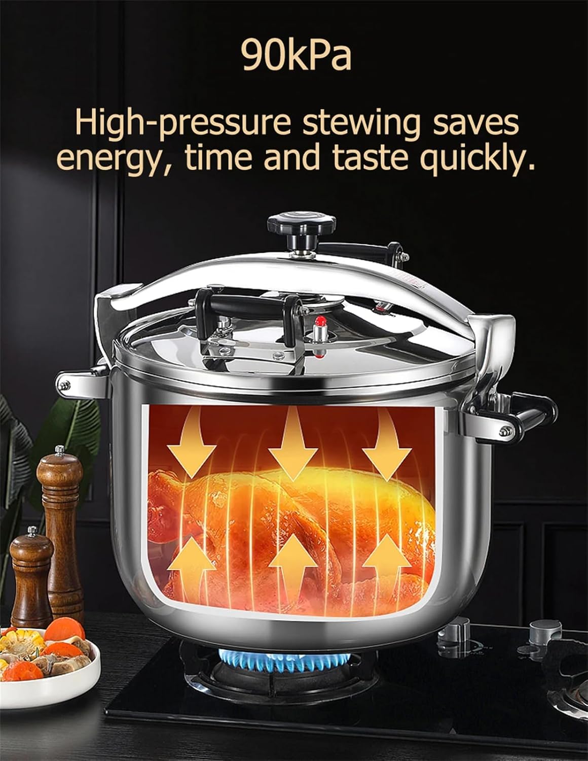 18 Quart Stainless Steel Pressure Cooker for Commercial Use - Large Canning Pot for Industry, 18qt
