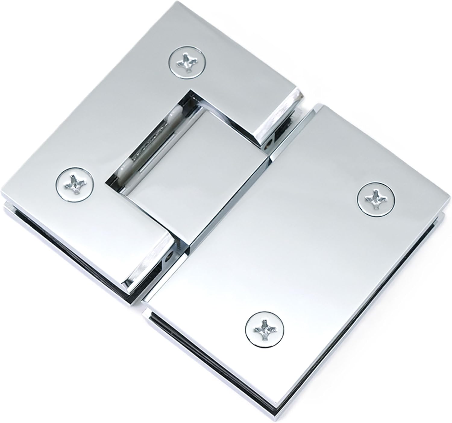 180 Degree Brass Glass Shower Door Hinges Kit, Heavy-Duty Replacement for 10-12mm Frameless Doors, Chrome Finish