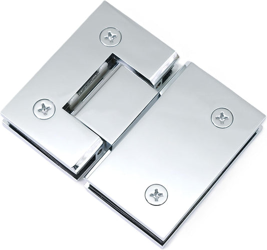 180 Degree Brass Glass Shower Door Hinges Kit, Heavy-Duty Replacement for 10-12mm Frameless Doors, Chrome Finish