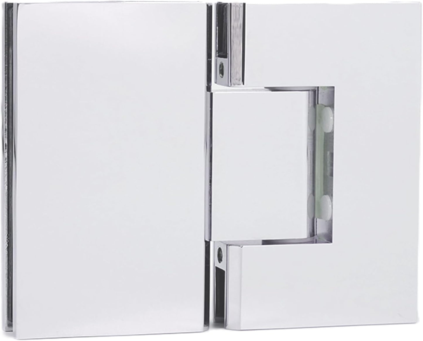 180 Degree Brass Glass Shower Door Hinges Kit, Heavy-Duty Replacement for 10-12mm Frameless Doors, Chrome Finish