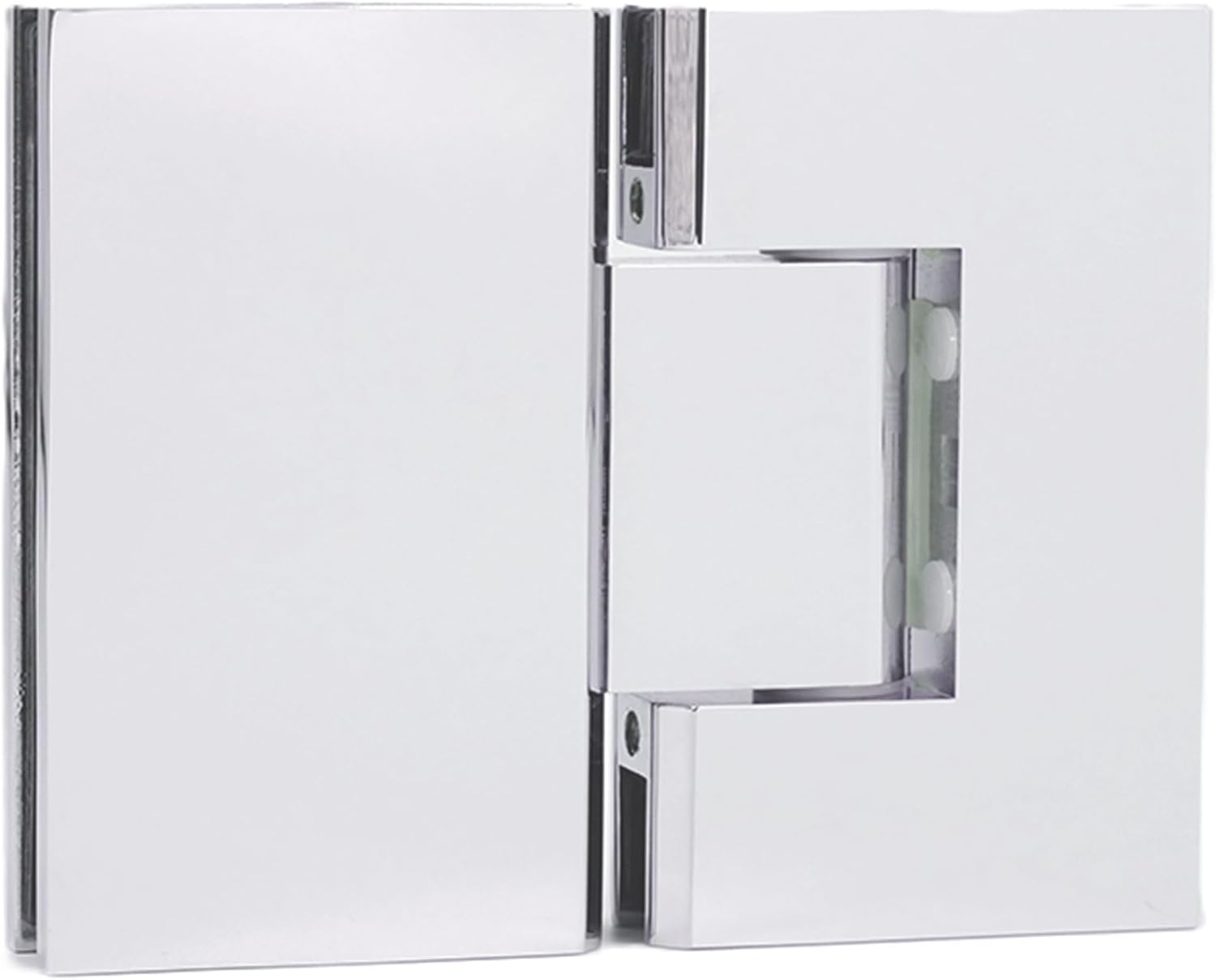 180 Degree Brass Glass Shower Door Hinges Kit, Heavy-Duty Replacement for 10-12mm Frameless Doors, Chrome Finish