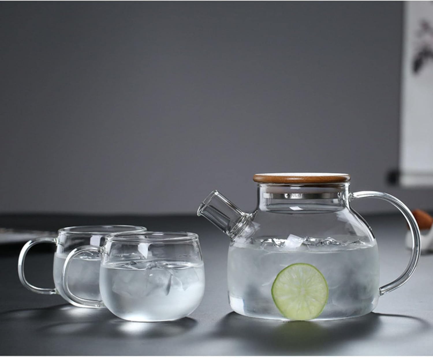 1800ml ZUKKY Thickened Heat-Resistant Glass Teapot with Bamboo Lid - High Borosilicate Glass Cold Brewed Fruit Flower Tea Pot