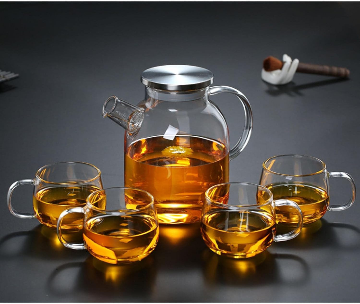 1800ml ZUKKY Thickened Heat-Resistant Glass Teapot with Bamboo Lid - High Borosilicate Glass Cold Brewed Fruit Flower Tea Pot