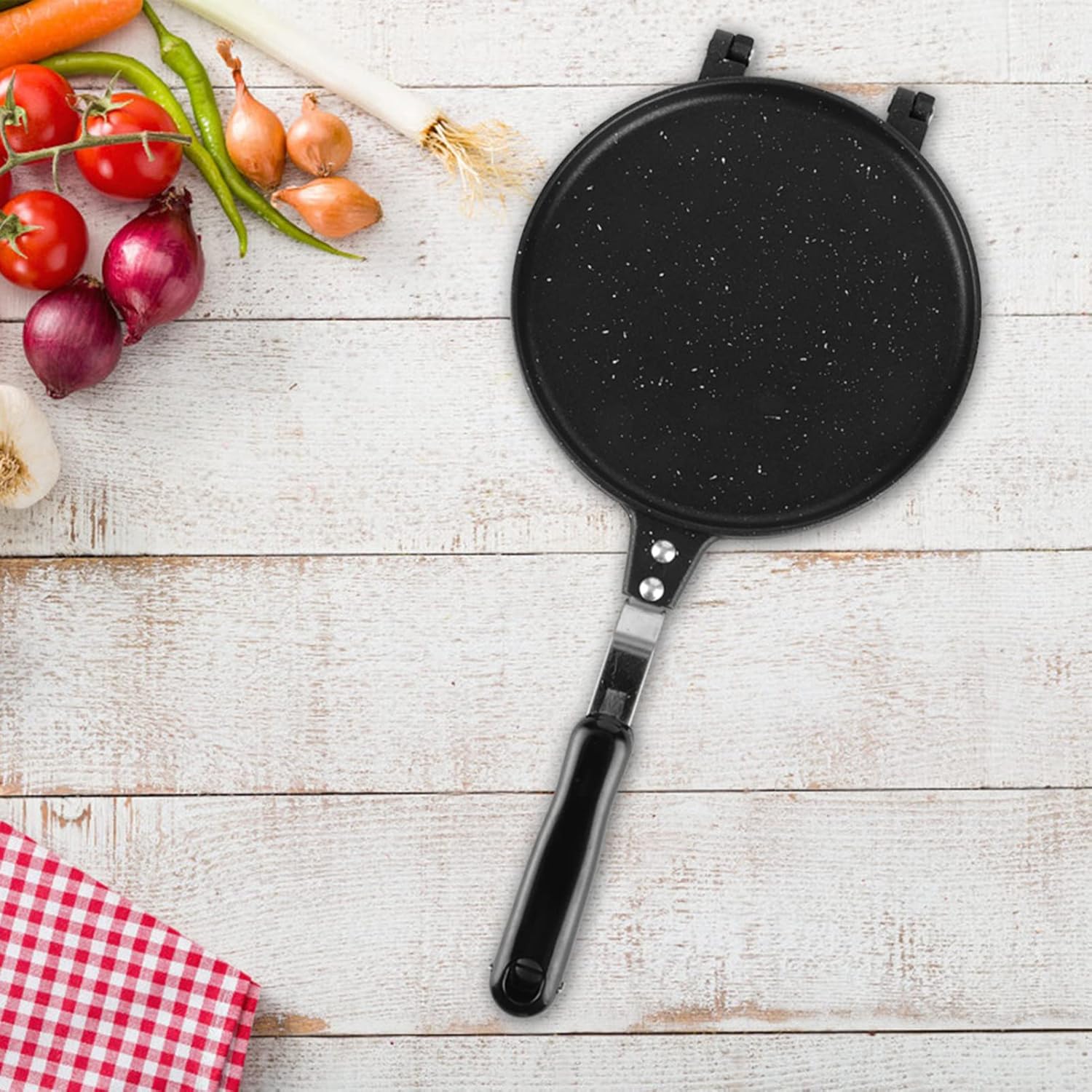 18cm Round Pancake Maker Non-Stick Waffle Baking Pan - Aluminum Alloy Ice Cream Cone Egg Rolls Kitchen Tool