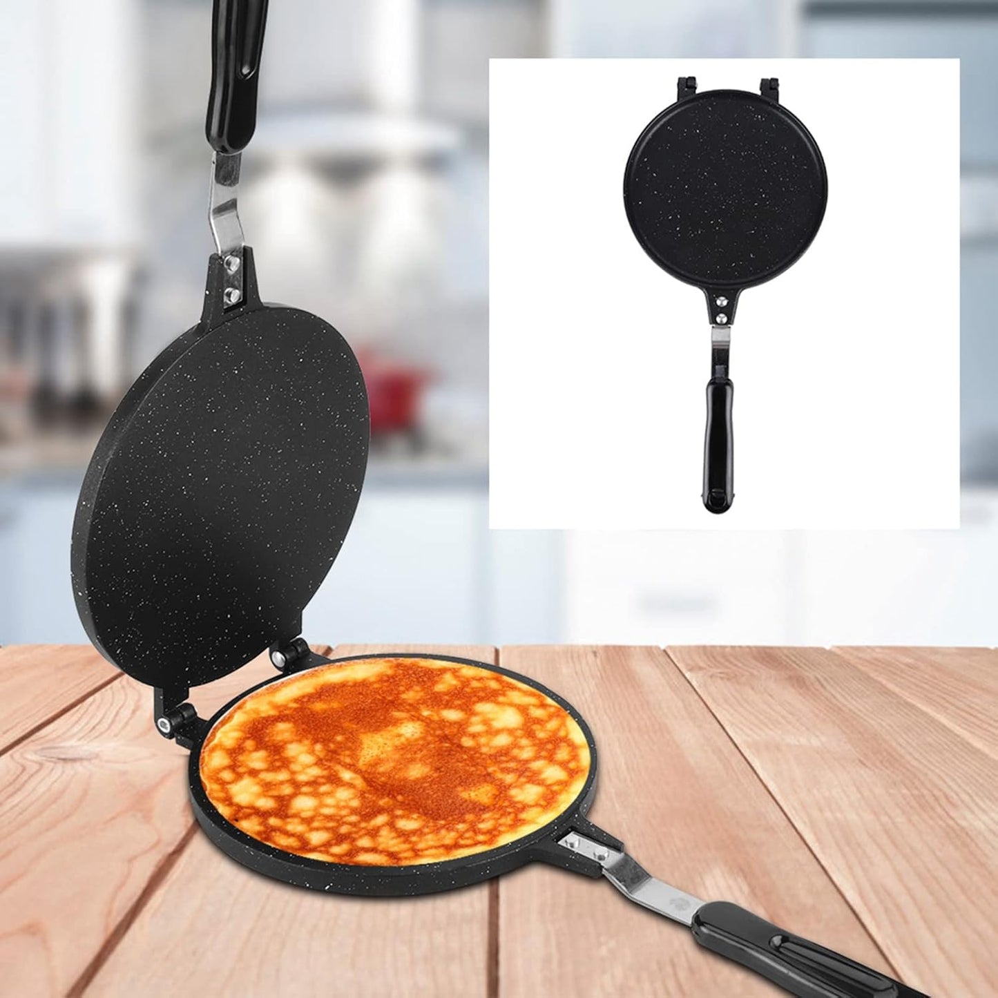 18cm Round Pancake Maker Non-Stick Waffle Baking Pan - Aluminum Alloy Ice Cream Cone Egg Rolls Kitchen Tool