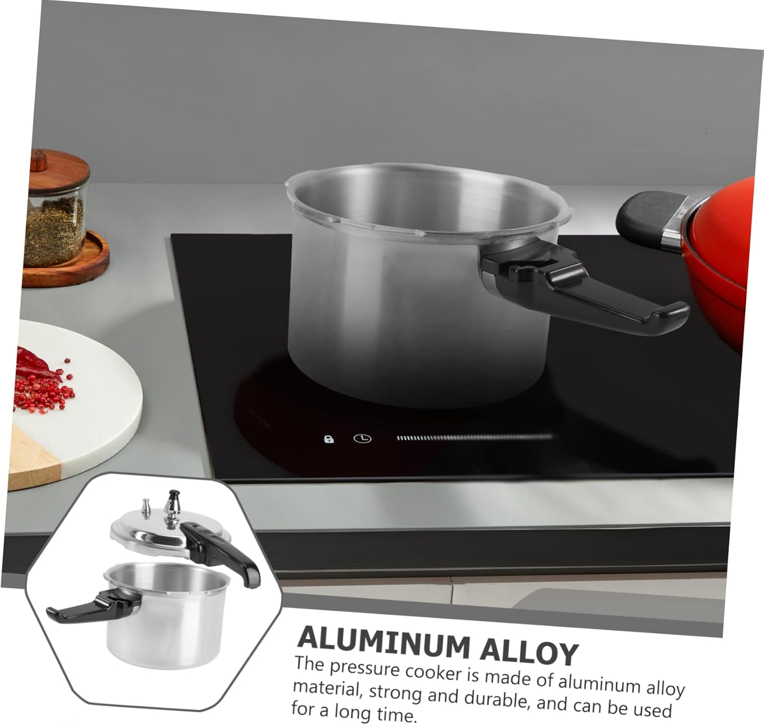 18cm VOSAREA Mini Pressure Cooker: Induction Compatible High Pressure Cooking Pot for Quick Meals and Canning