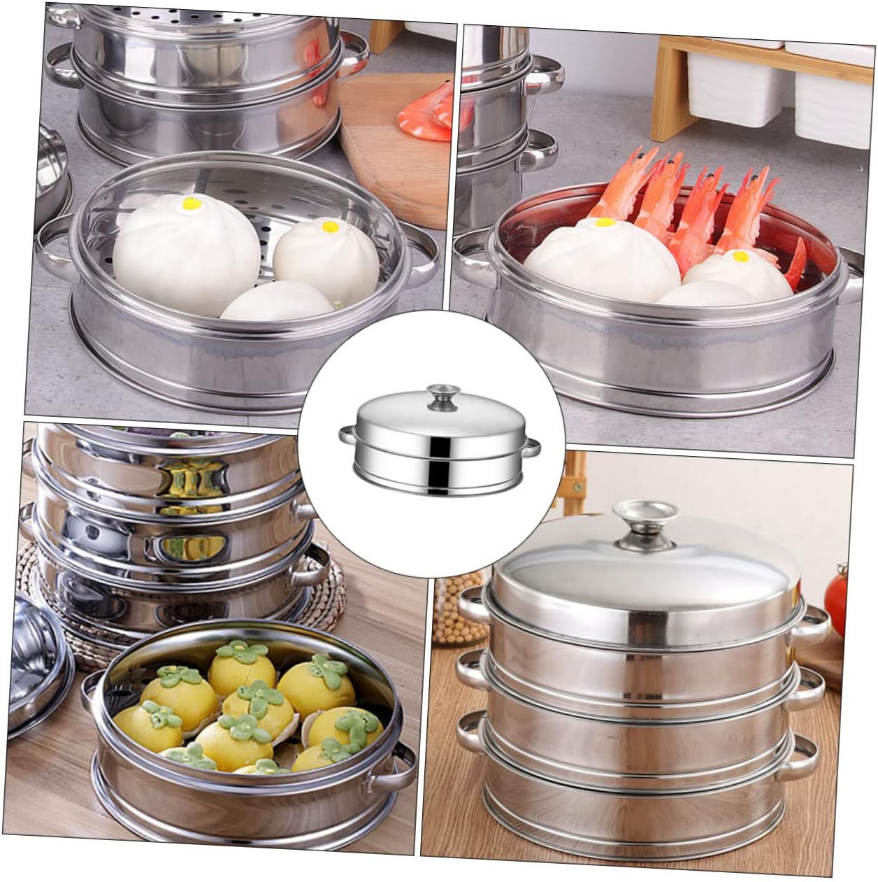 18cm Zerodeko Steamer Basket with Lid - Ideal for Steaming Dim Sum, Dumplings, Buns, and Vegetables - Kitchen Cooking Accessory