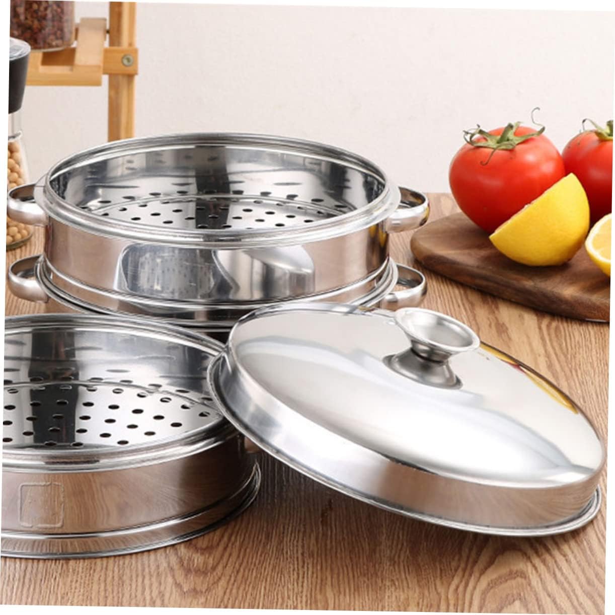 18cm Zerodeko Steamer Basket with Lid - Ideal for Steaming Dim Sum, Dumplings, Buns, and Vegetables - Kitchen Cooking Accessory