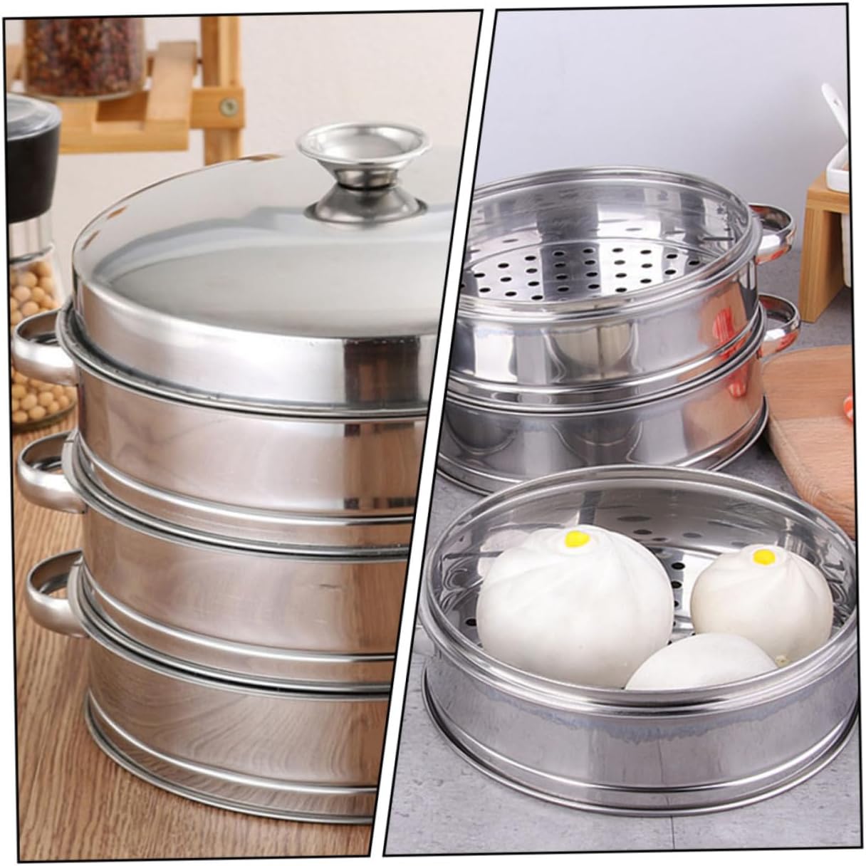 18cm Zerodeko Steamer Basket with Lid - Ideal for Steaming Dim Sum, Dumplings, Buns, and Vegetables - Kitchen Cooking Accessory