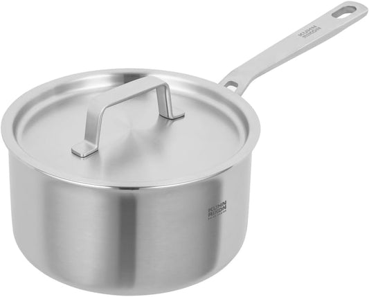 18cm/2.5L KUHN RIKON Fiveply Stainless Steel Saucepan with Lid - Oven & Dishwasher Safe, Induction Cookware