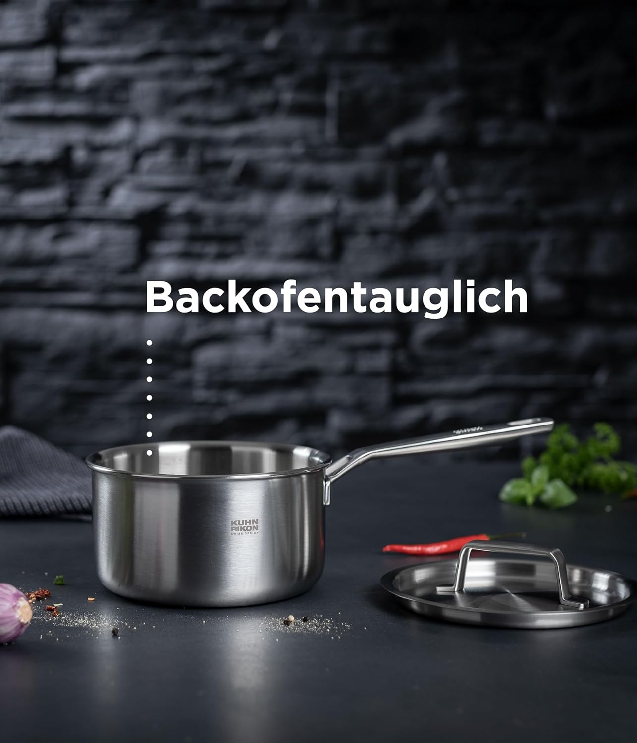 18cm/2.5L KUHN RIKON Fiveply Stainless Steel Saucepan with Lid - Oven & Dishwasher Safe, Induction Cookware
