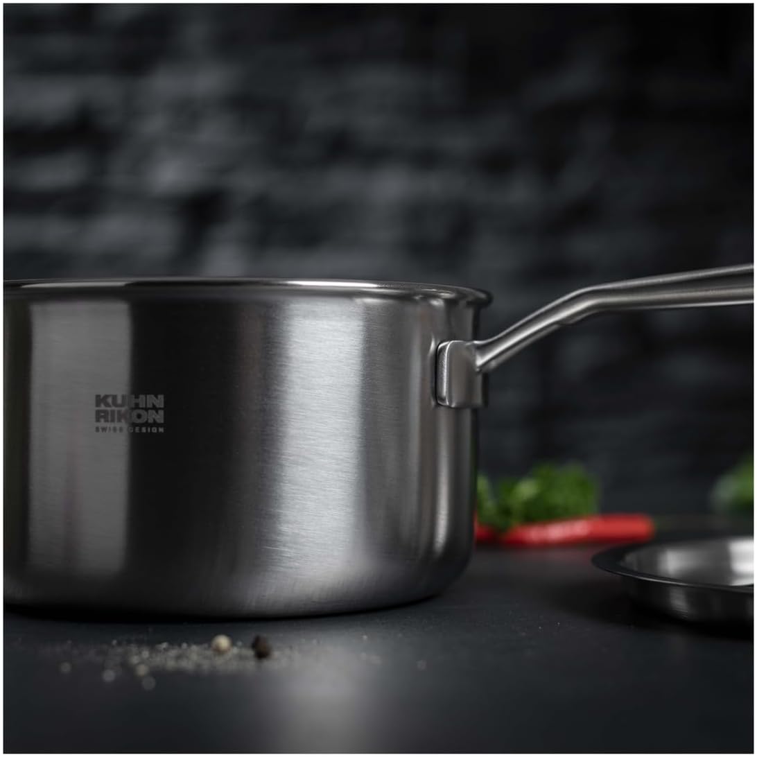 18cm/2.5L KUHN RIKON Fiveply Stainless Steel Saucepan with Lid - Oven & Dishwasher Safe, Induction Cookware