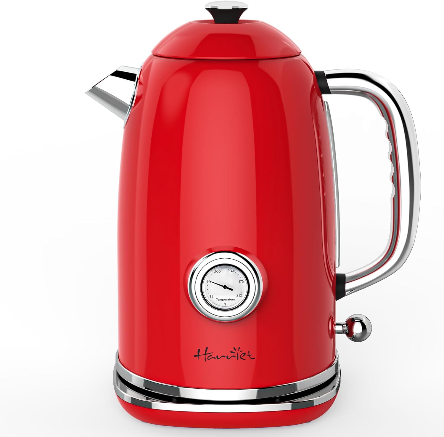 1.8L Stainless Steel Electric Kettle with Thermometer, LED Indicator, Auto Shut-Off - Red