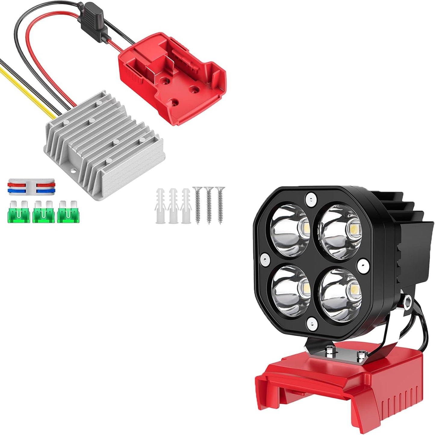 18V to 12V Step Down Converter + LED Work Light Combo Pack - 2 Items Total