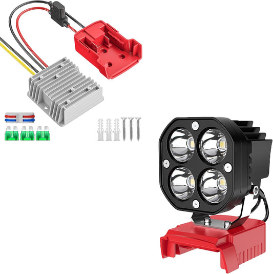 18V to 12V Step Down Converter + LED Work Light Combo Pack - 2 Items Total