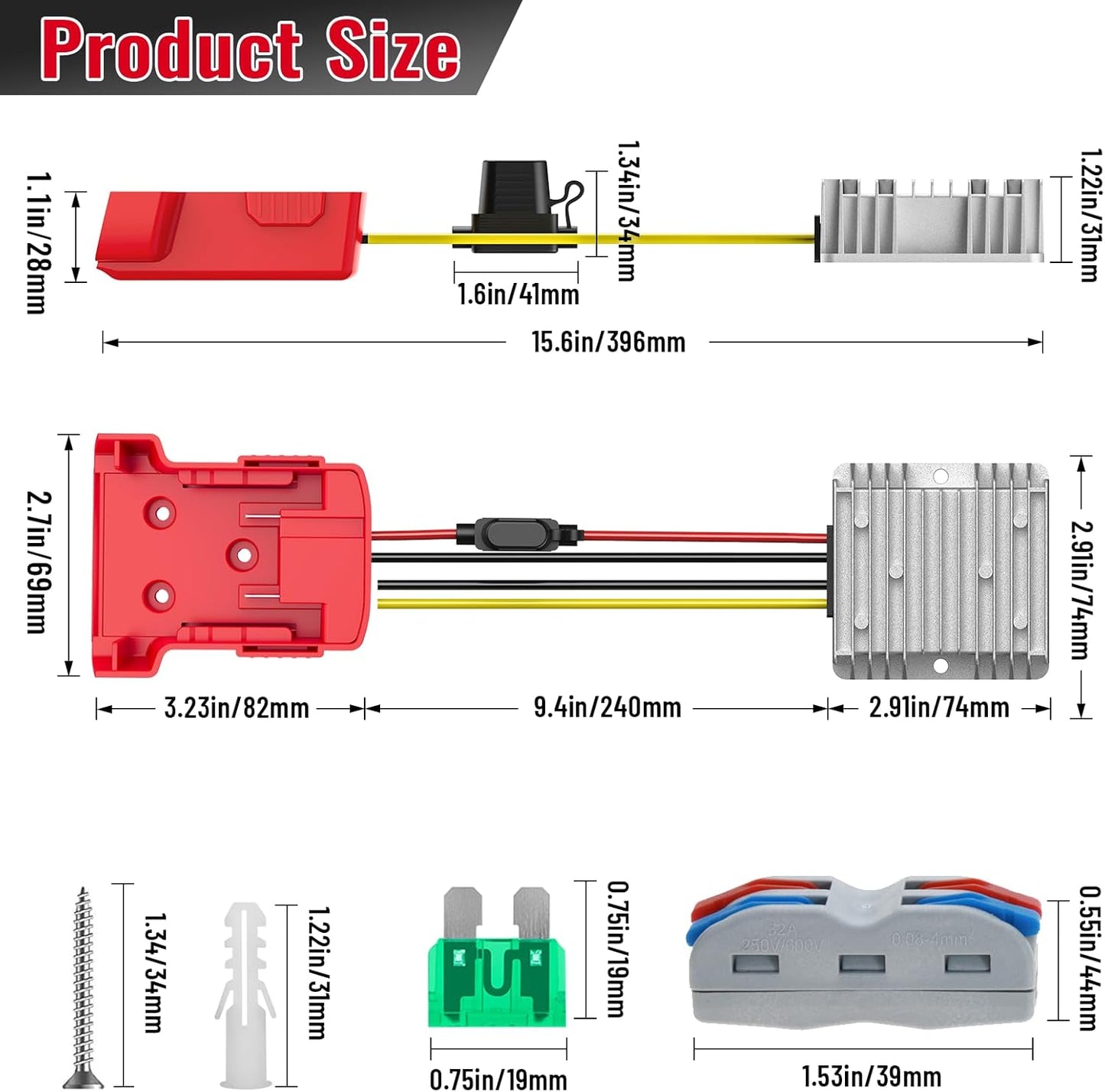 18V to 12V Step Down Converter + LED Work Light Combo Pack - 2 Items Total