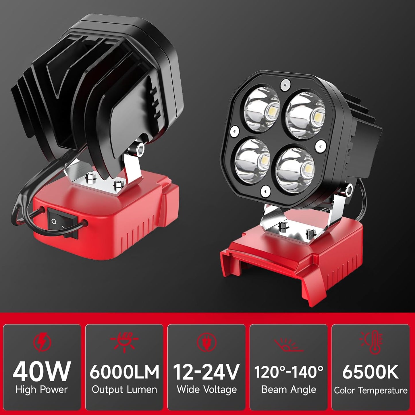 18V to 12V Step Down Converter + LED Work Light Combo Pack - 2 Items Total