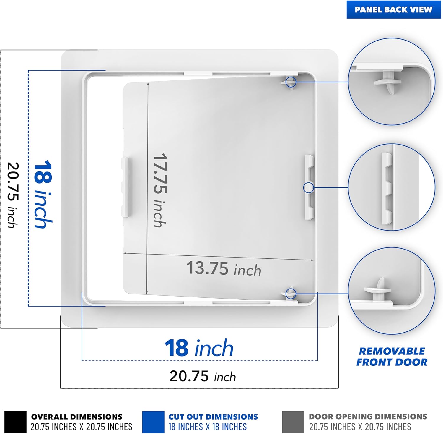 18x18 Bryce Hardware Access Panel for Drywall, Plumbing, Ceiling - Impact-Resistant, UV-Stabilized Plastic - Attic Access Door