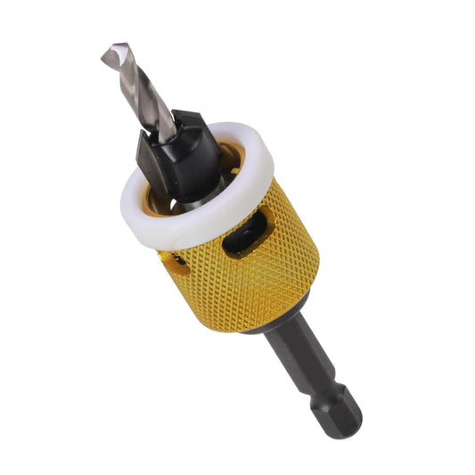 1/8"x3/8" Carbide Tipped Countersink Drill Bit Set with Depth Stop and Quick Change Hex Shank - Ideal for Wood, Plastic, and Woodworking