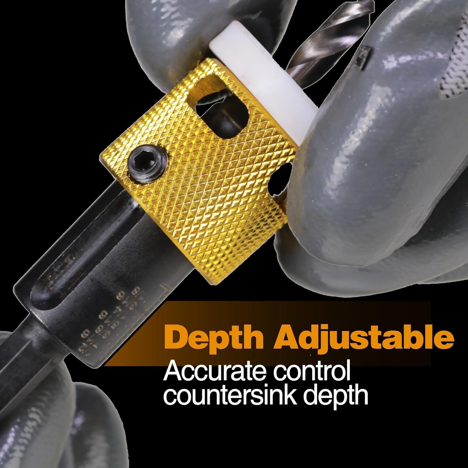 1/8"x3/8" Carbide Tipped Countersink Drill Bit Set with Depth Stop and Quick Change Hex Shank - Ideal for Wood, Plastic, and Woodworking