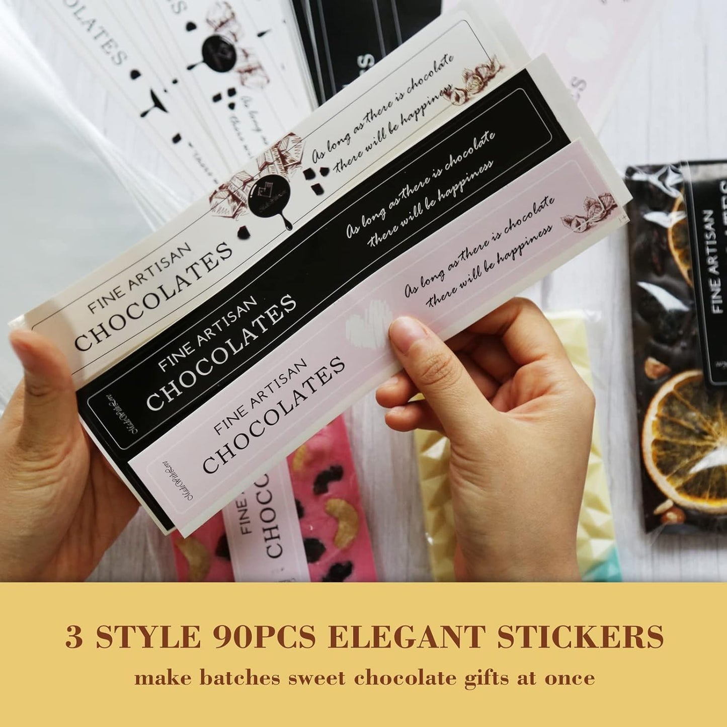 190PCS Chocolate Candy Bar Packaging Wrappers Set with Self Adhesive Bags and Stickers for DIY Chocolate Lovers