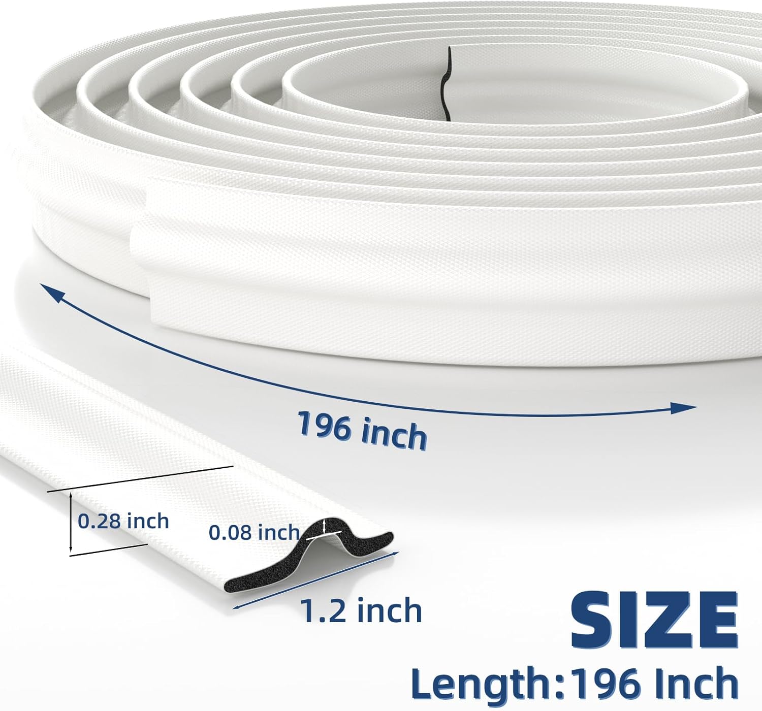 196 Inch Foam Door Weather Stripping Window Seal Strip - Adhesive Soundproofing Insulation Draft Stopper Gap Seal - White
