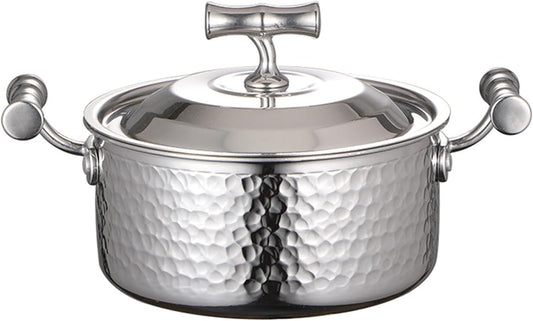 1L YAODFYL 304 Stainless Steel Stock Pot with Lid and Spoon - Nonstick Large Stockpot for Home Kitchen and Restaurant Use on All Stoves - Silver/Gold