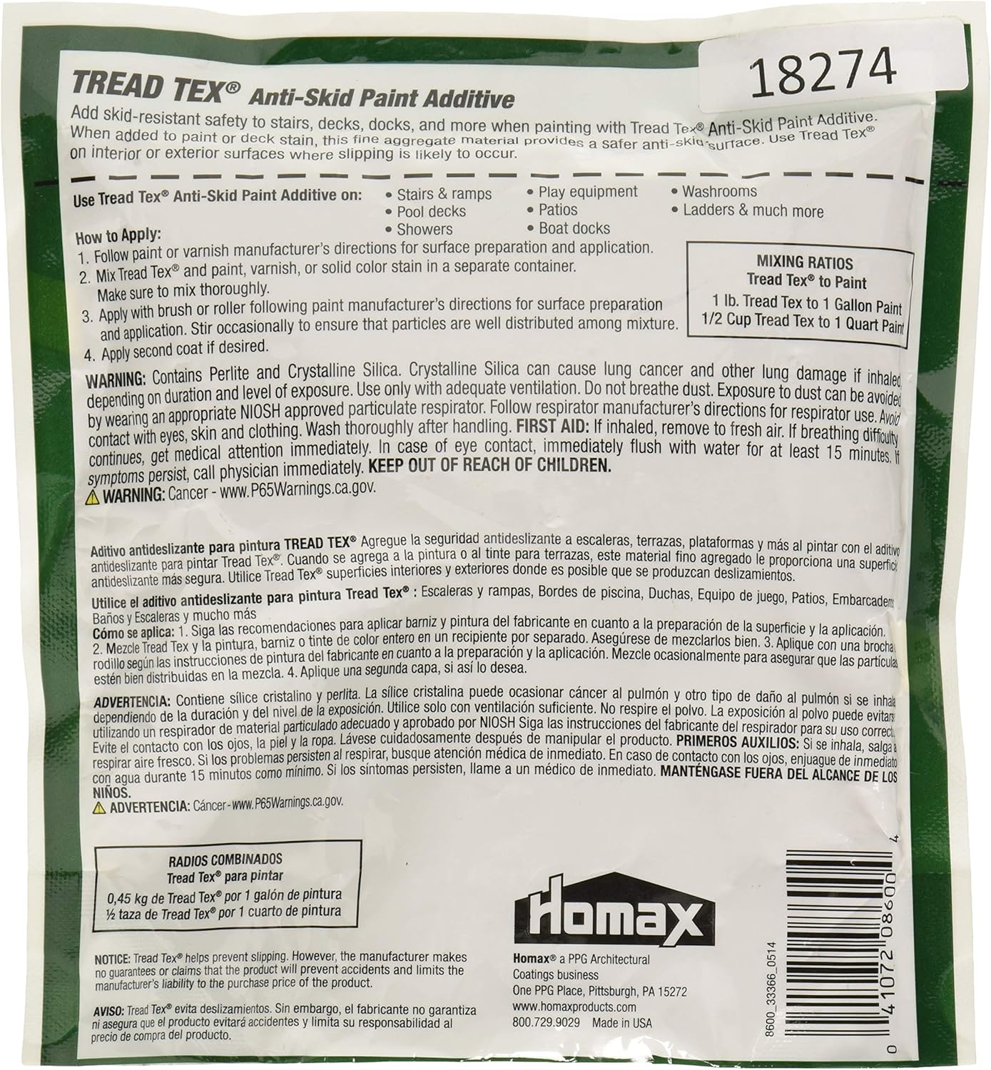1lb Homax 8600 Tread-Tex Non-Slip Additive for Paints & Sealers
