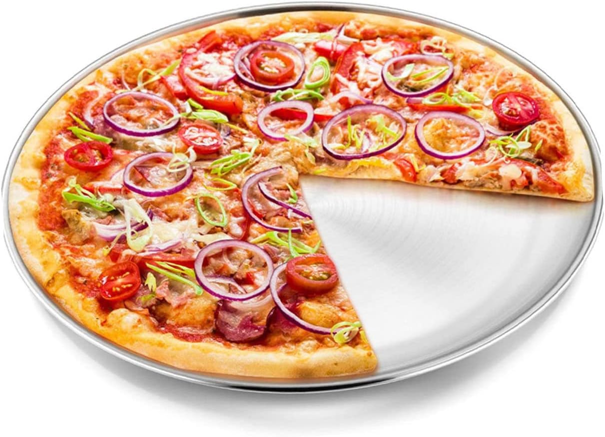 1pc Round Pizza Plate Oven Tray Non-Stick Bake Crisper Baking Pan - Stainless Steel Serving Tray for Home & Restaurant Use