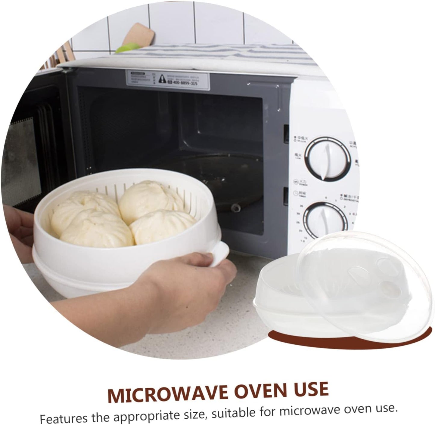 1pc Steamer Prep Bowls with Lids, Oven Liner, Noodle Pot, Air Fryer, Toaster Oven Accessories - White Plastic Cookware