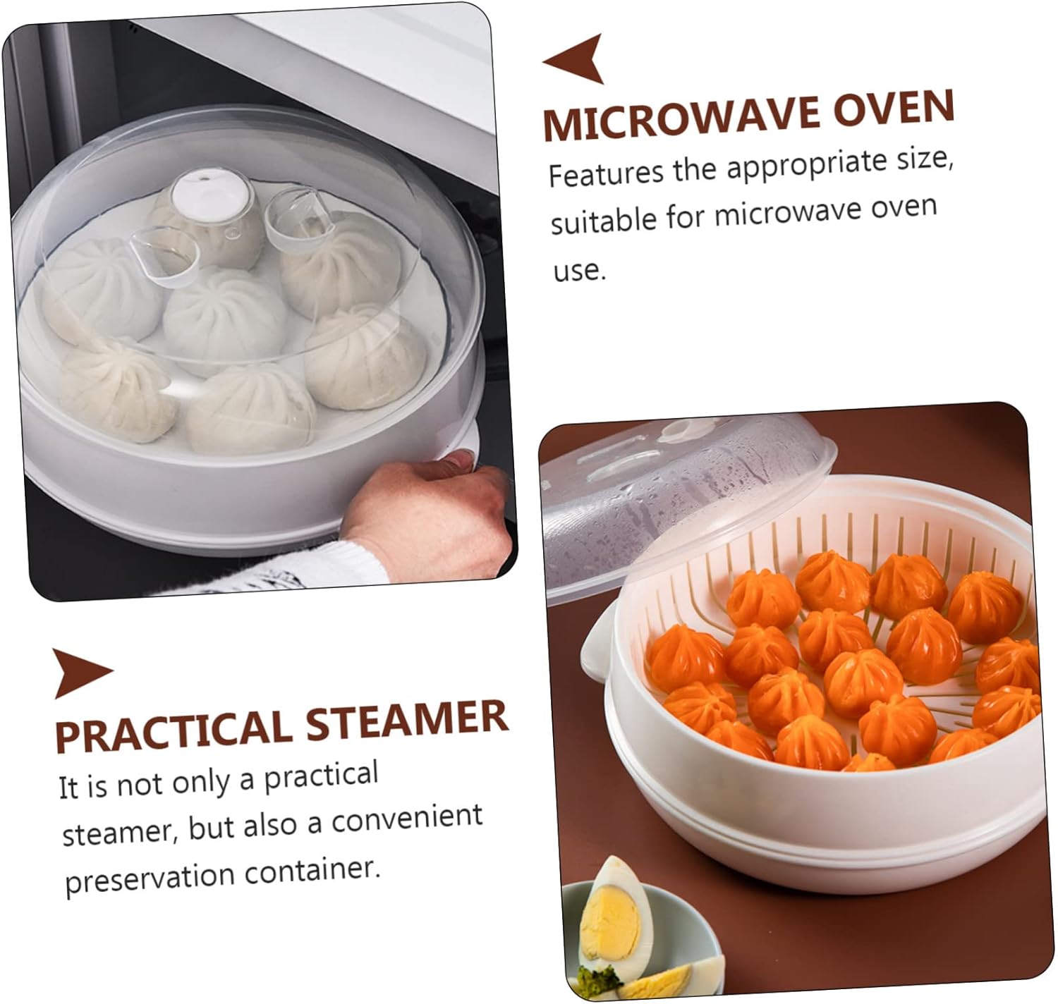 1pc Steamer Prep Bowls with Lids, Oven Liner, Noodle Pot, Air Fryer, Toaster Oven Accessories - White Plastic Cookware
