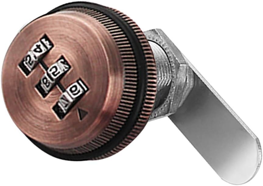 1Pcs Red Bronze Zinc Alloy Combination Padlock 30mm for Drawers, Mailboxes, File Cabinets - Round Office Cam Lock for Electric Boxes