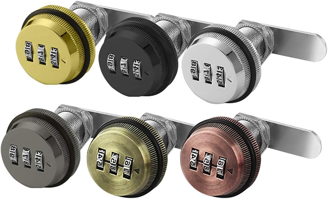 1Pcs Red Bronze Zinc Alloy Combination Padlock 30mm for Drawers, Mailboxes, File Cabinets - Round Office Cam Lock for Electric Boxes