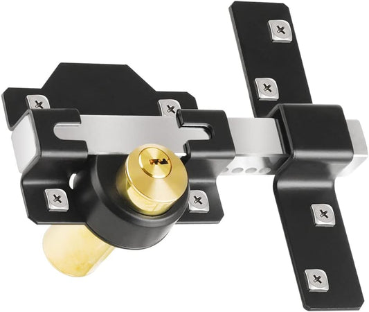 2" HeavenBird Barn Door Lock with 5 Keys - Double Sided Fence Gate Latch for Wooden Garden Gate, Right & Left Door