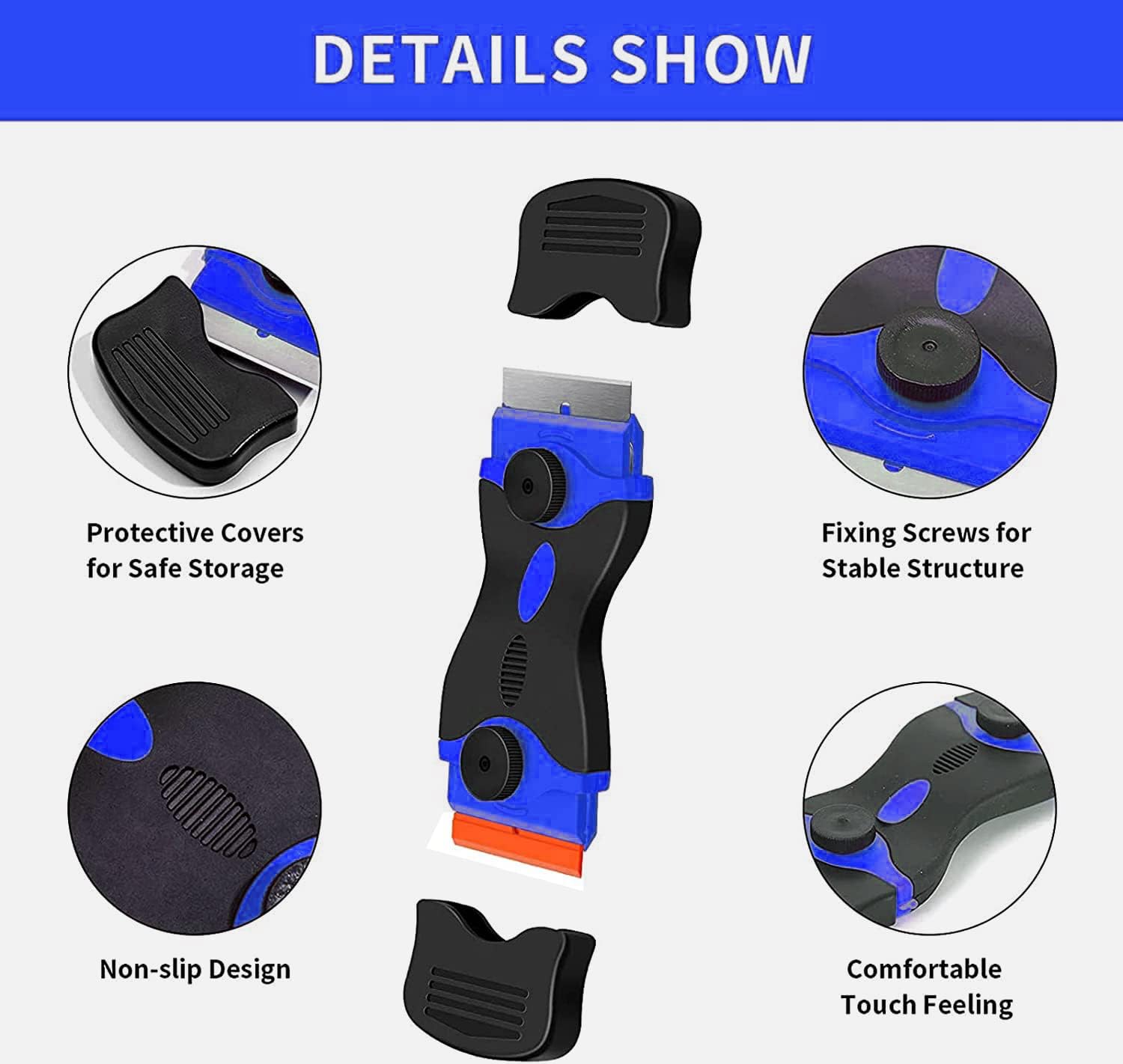 2-in-1 Razor Blade Scraper Tool with 20 Blades for Decals, Stickers, Caulk, Paint Removal