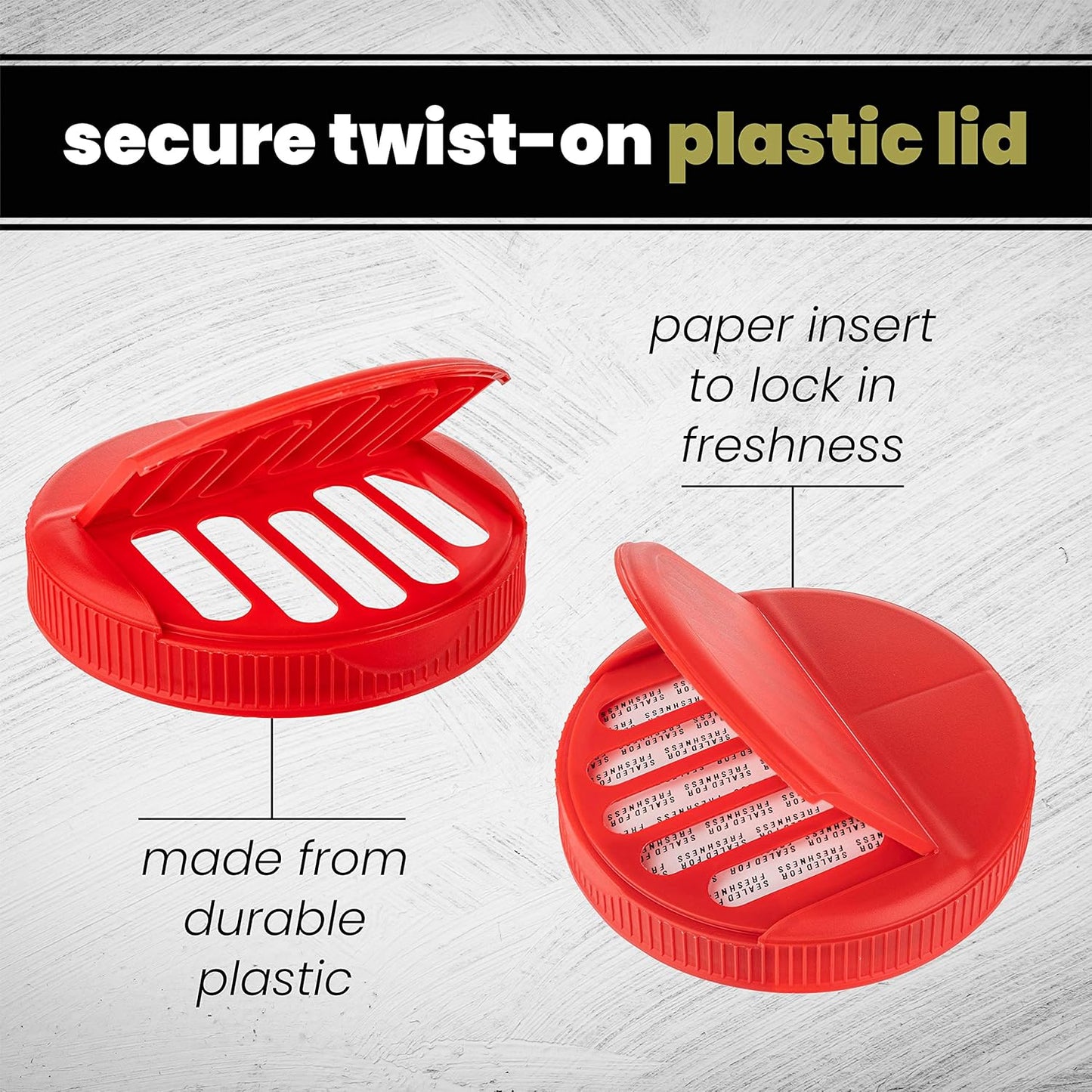 2 Pack 1 Gallon Mason Jar Wide Mouth Glass Container with Red Slotted Pour Cap - Ideal for Dry Foods, Spices, Pasta, Legumes, Pet Food - Plastic Lid Included