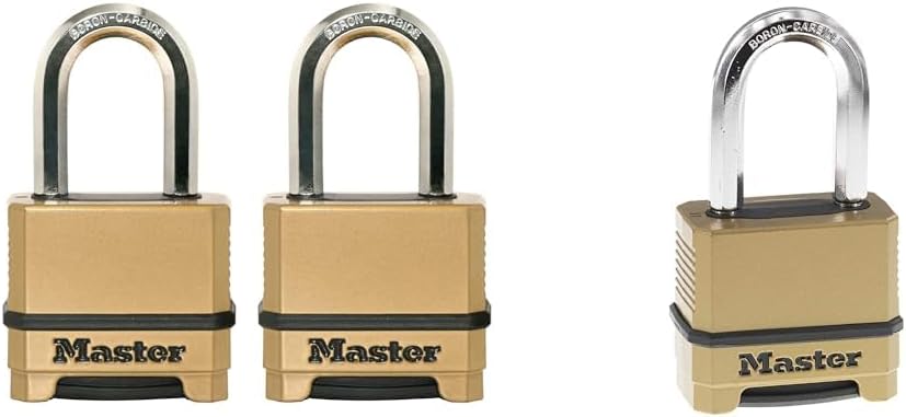 2-Pack & 1-Pack Weatherproof Combination Locks with Heavy Duty Boron-Carbide Shackles by Master Lock