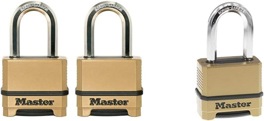2-Pack & 1-Pack Weatherproof Combination Locks with Heavy Duty Boron-Carbide Shackles by Master Lock