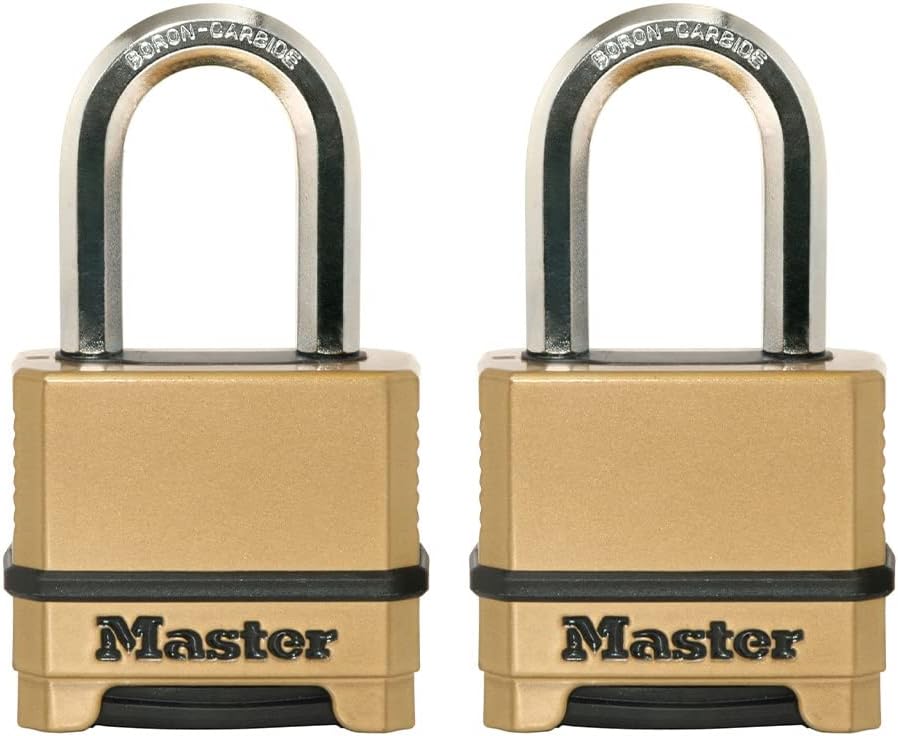 2-Pack & 1-Pack Weatherproof Combination Locks with Heavy Duty Boron-Carbide Shackles by Master Lock