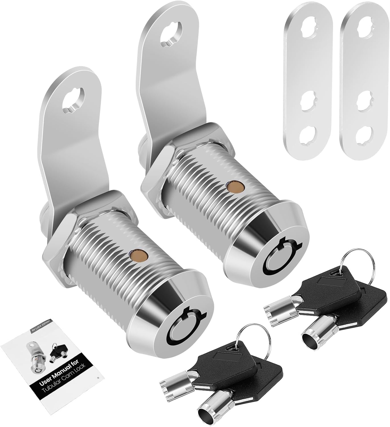 2-Pack 1" RV Storage Locks Keyed Alike with Keys, Camper Toolbox Locks, Manual Included