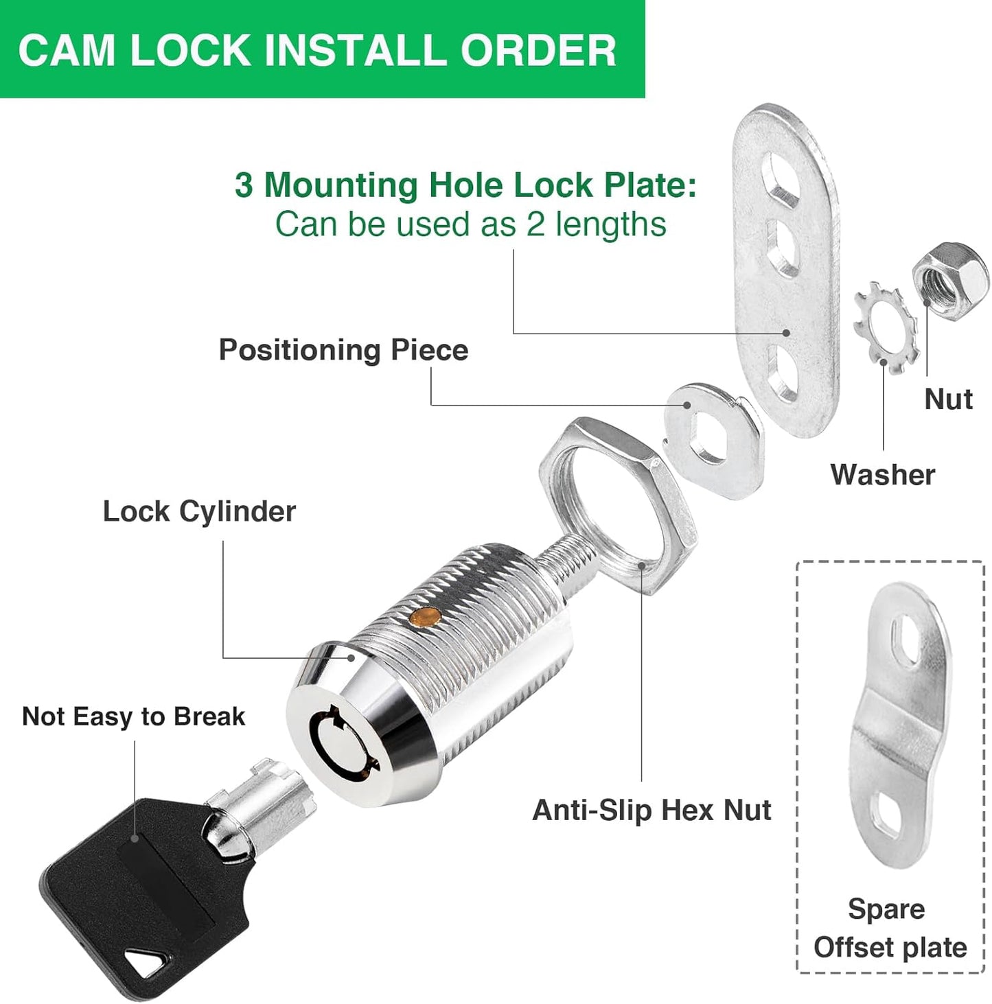 2-Pack 1" RV Storage Locks Keyed Alike with Keys, Camper Toolbox Locks, Manual Included